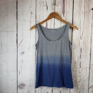 Ann Taylor Loft Womens tank Top Size XS Striped Sleeveless Cotton Blue